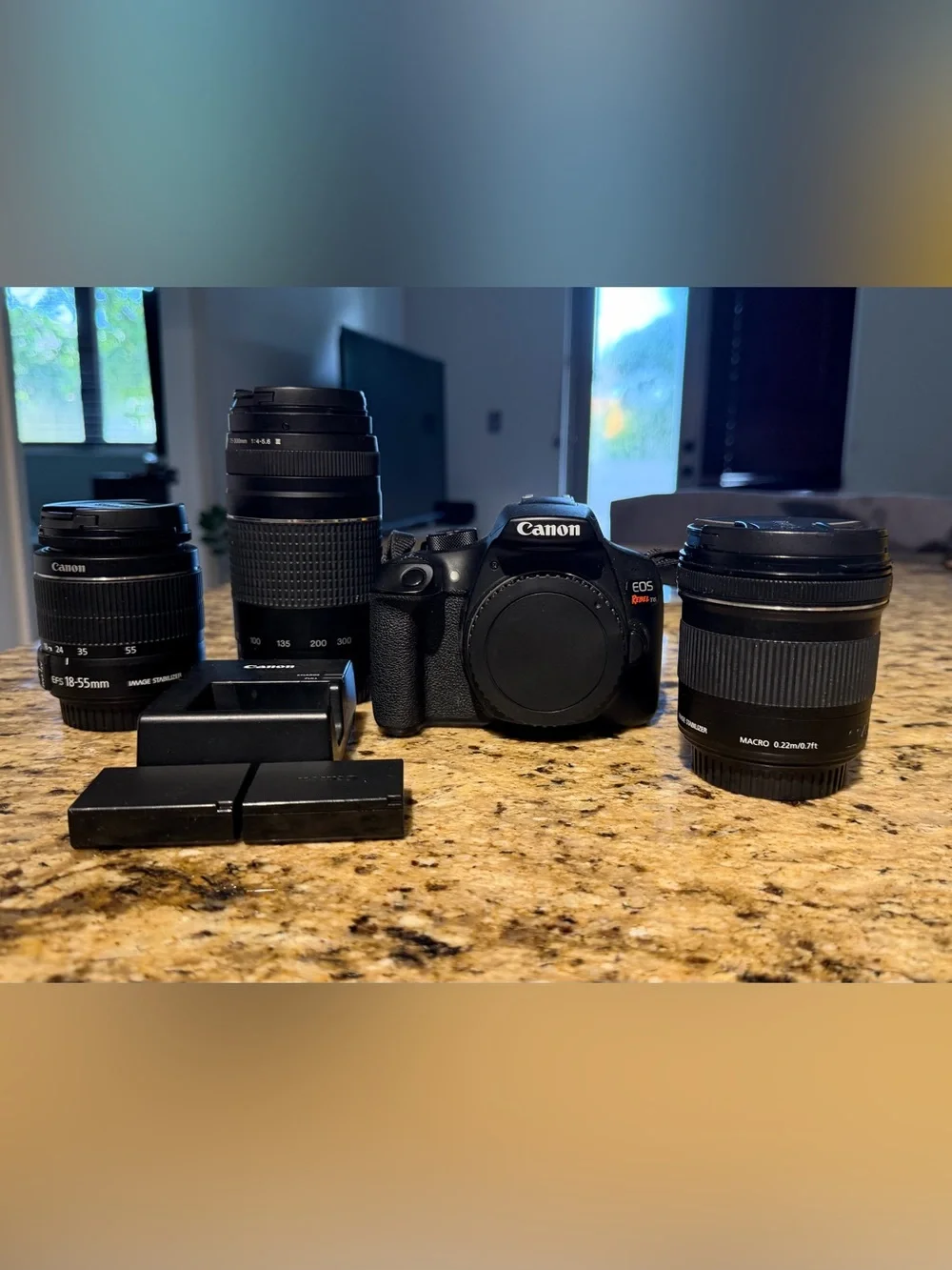Canon EOS Rebel DSLR Camera + 3 Lens Bundle
